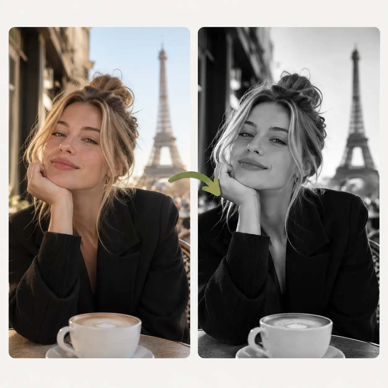 Foto en París convertida a blanco y negro