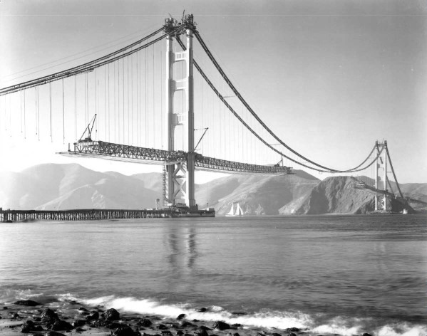 Puente Golden Gate original en blanco y negro